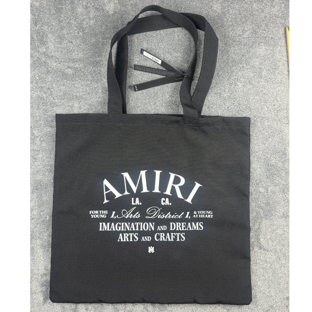Amiri Arts District Canvas Tote Bag Black Graphic Print AMBGT01066011 NEW - Picture 1 of 8